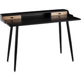 Harvey Desk in Black Wood, Natural Wood & Black Steel